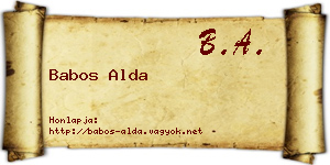Babos Alda névjegykártya